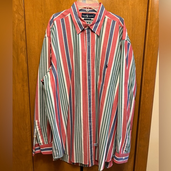 Vintage Ralph Lauren Striped Button Down Collared Shirt - Picture 1 of 10
